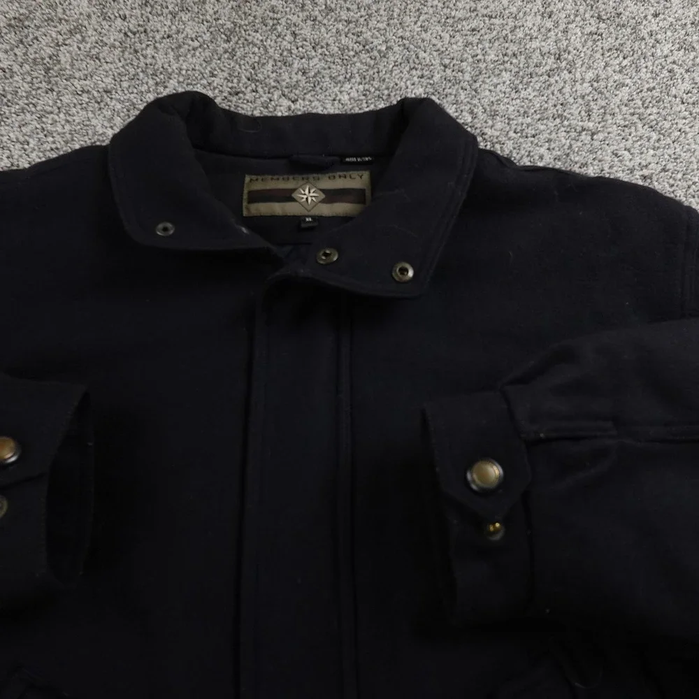Members‎ Only Jacket Mens XL Blue Wool Blend Heavy Bomber Car Coat Snap Front